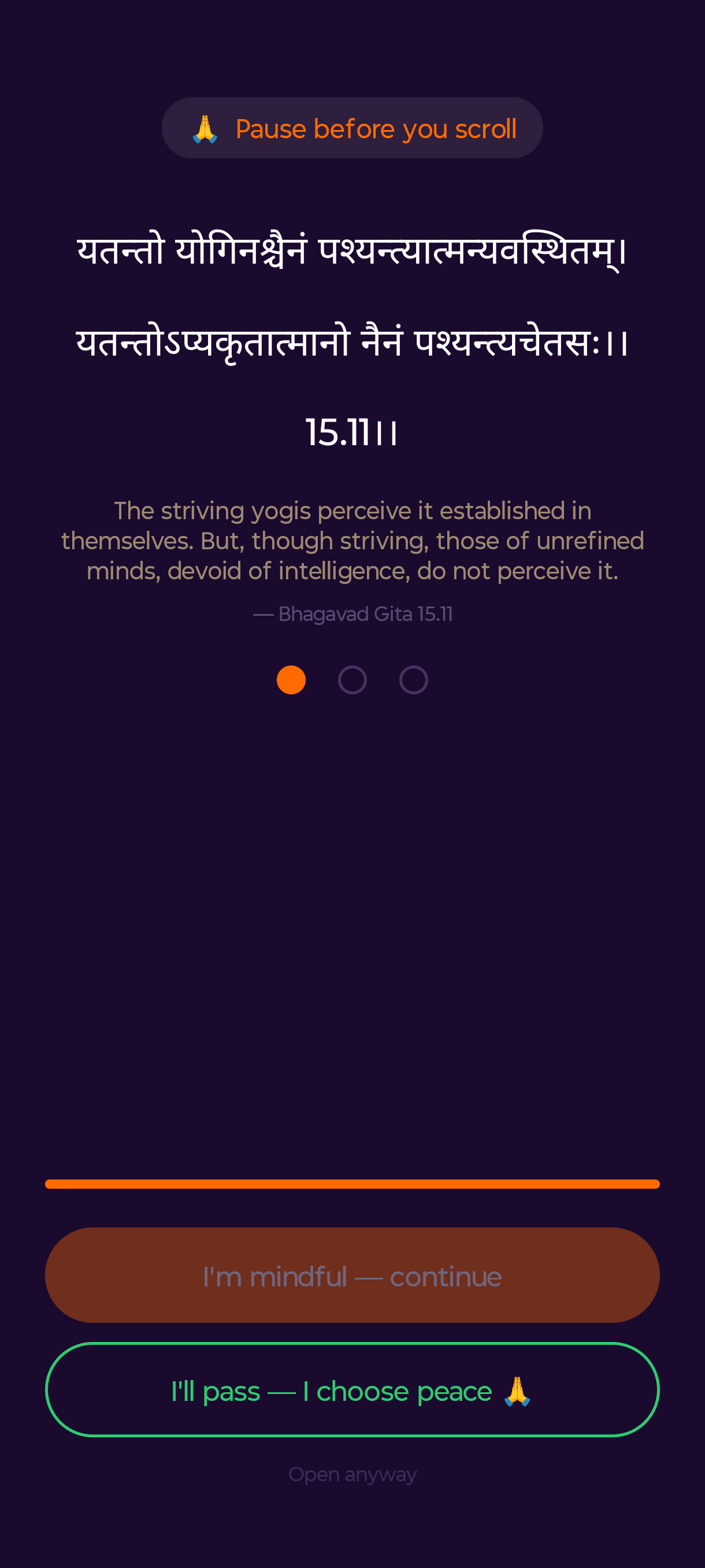 Mindful Pause screen